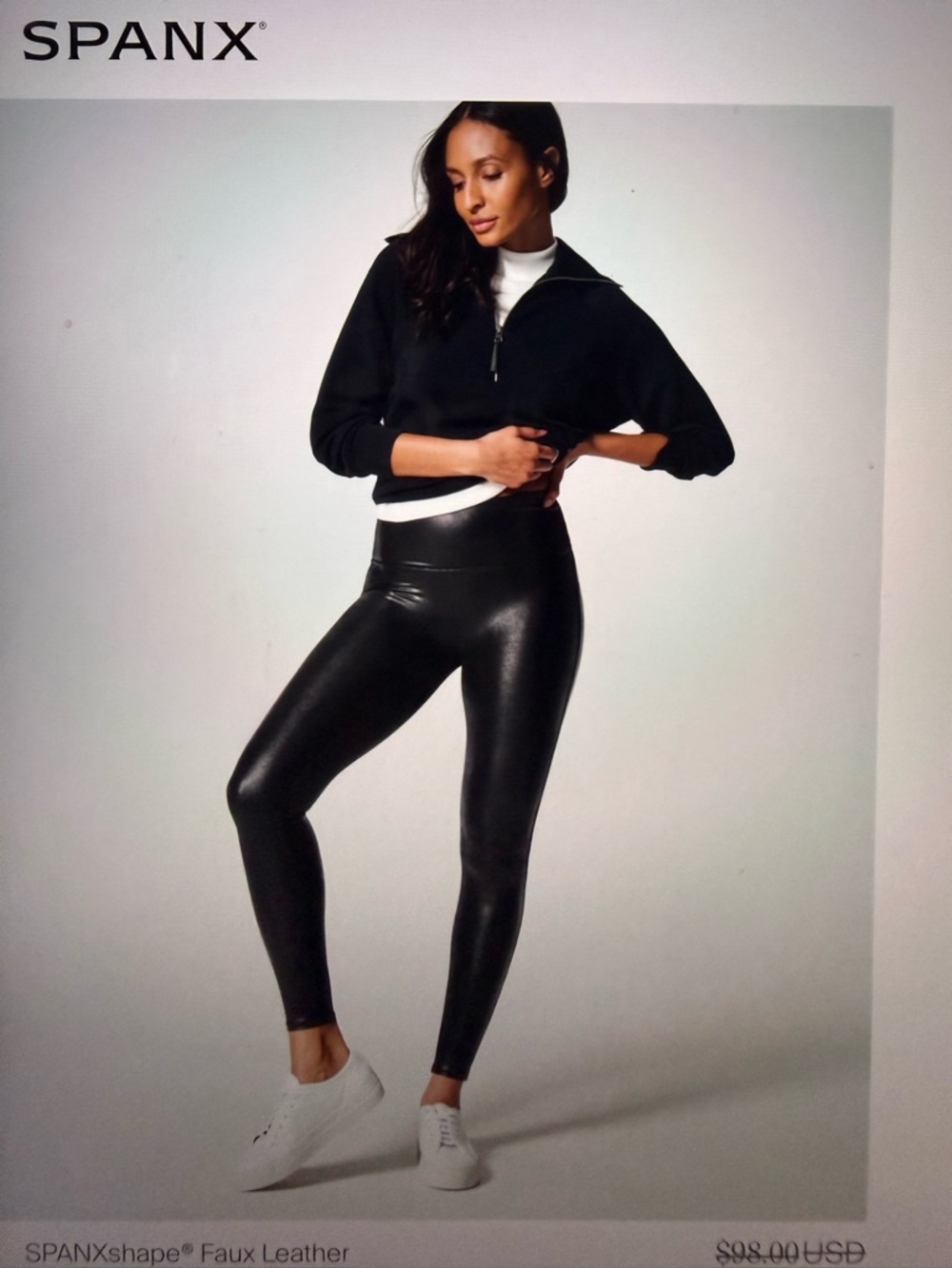 SPANX Faux Leather High-Rise Leggings in Black